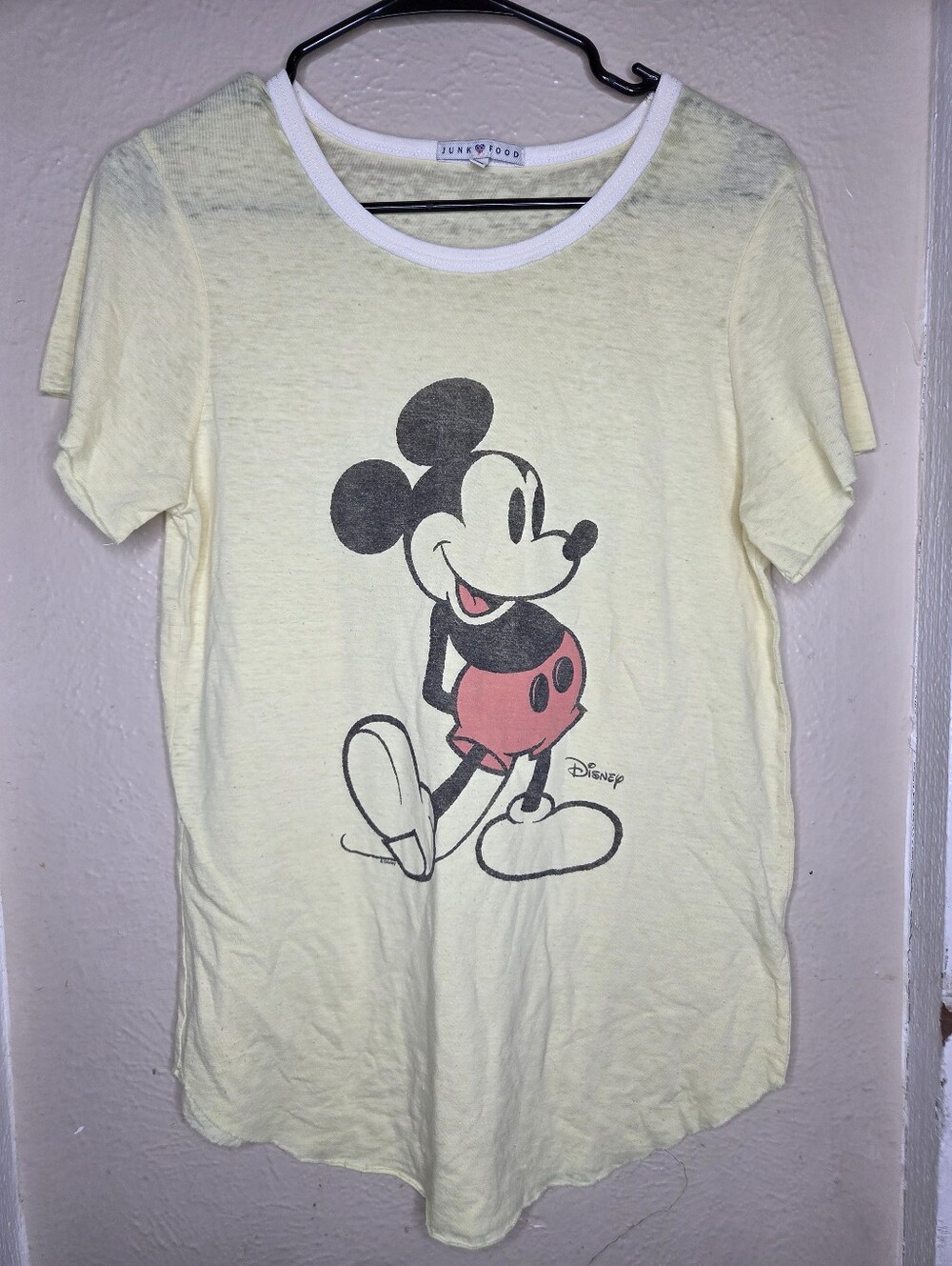 Junk Food Mickey Mouse Yellow Tshirt Womens Medium Top